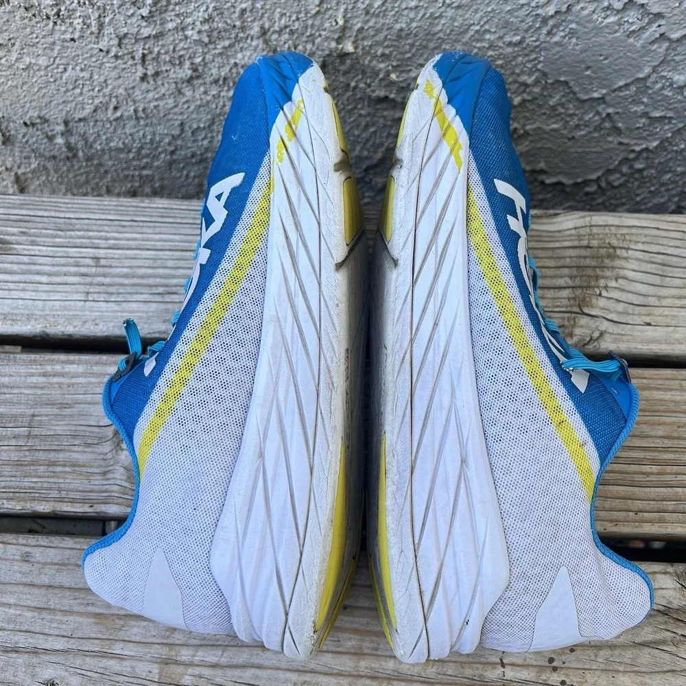 Hoka One One Shoes Men Size 11.5 Rocket X Blue White Running Sneakers Racing